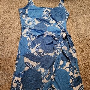 LOFT Blue Floral Lace Dress